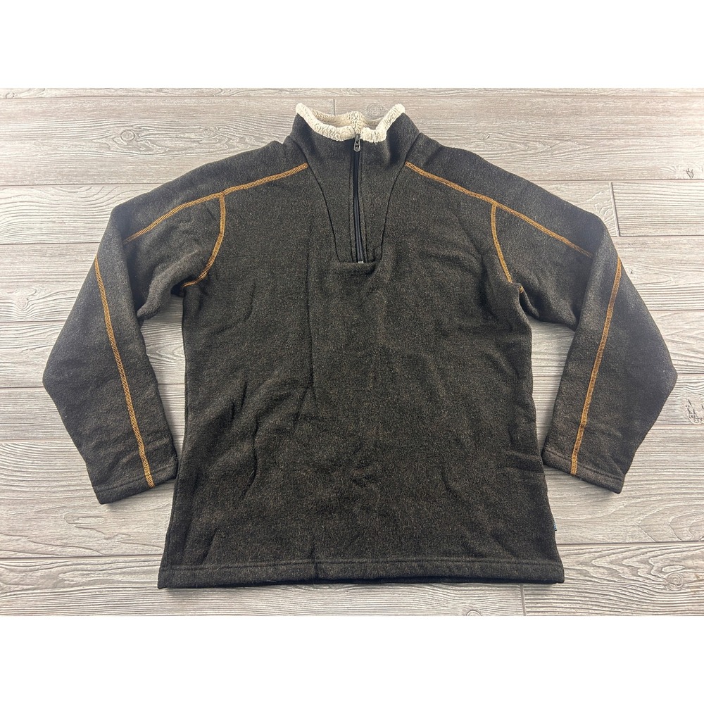 Kuhl Interceptr 1/4 Zip Fleece Pullover Mens Large Gray Alfpaca Gold 3037
